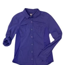 REI Long Sleeve Nylon Blend Snap Up Shirt W/Roll-up Sleeves Women