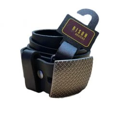 Bison Designs 38MM Leather Belt W/Diamond Plate Buckle Accessories